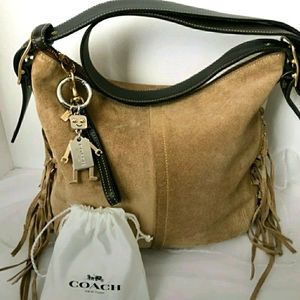 Coach Tan and Black Suede Bag